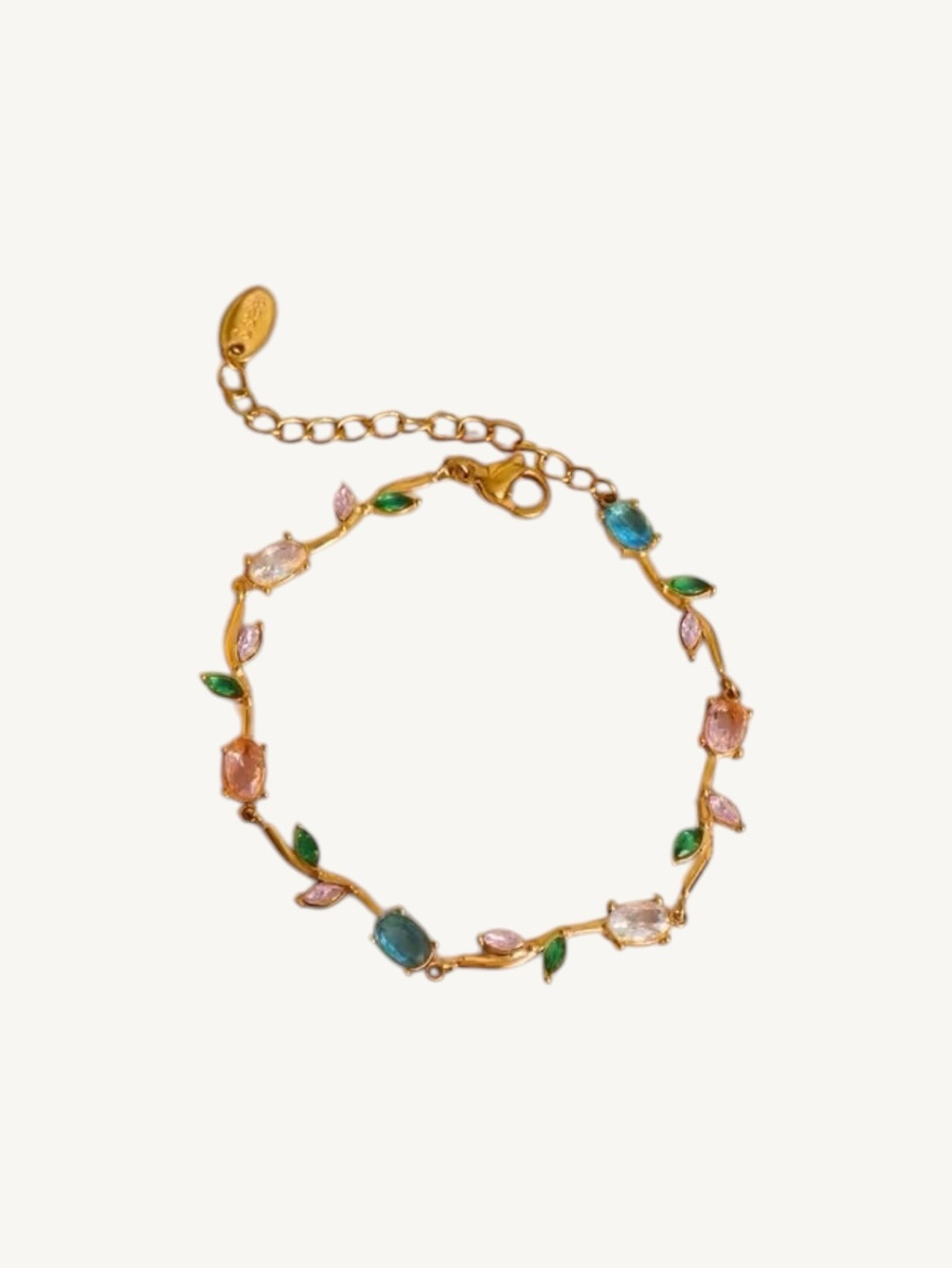 Multicolor CZ Vine Bracelet 18K PVD Gold Stainless Steel